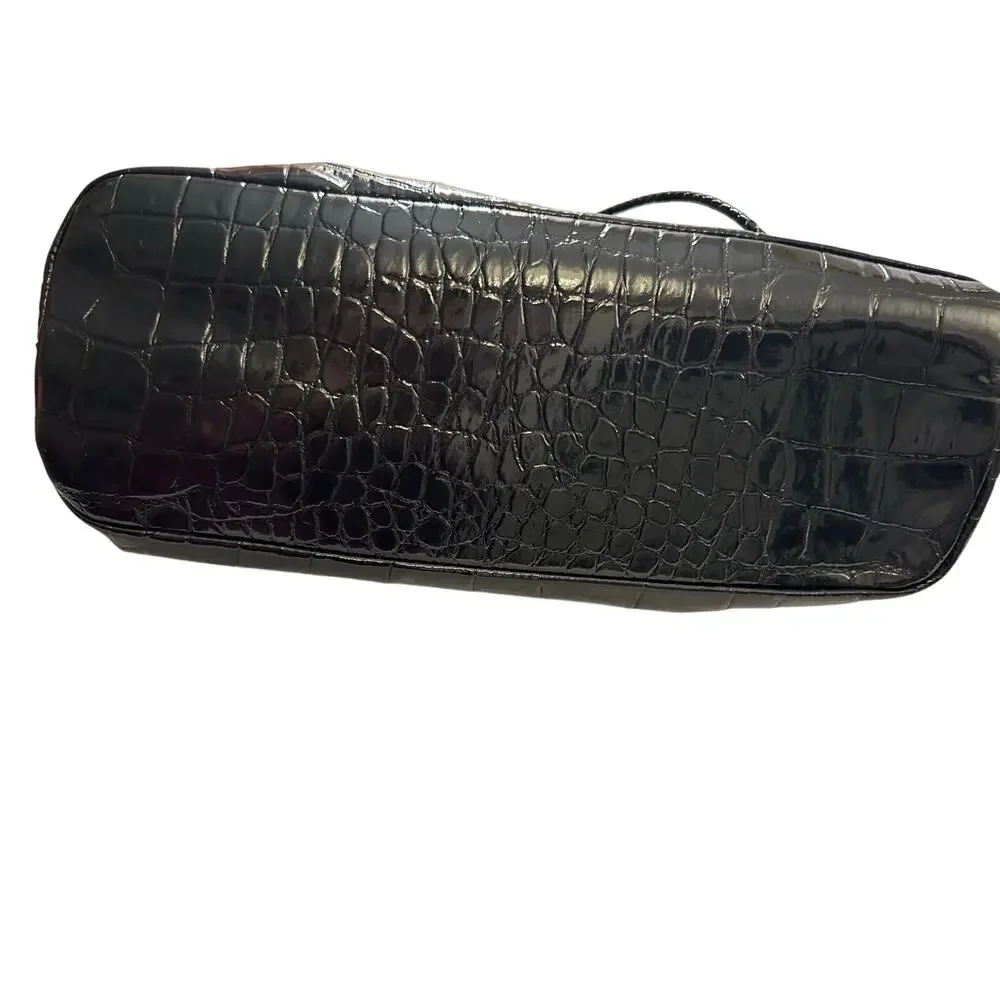 Relic Brand Hobo Black Bag Faux Patent Shiny Crocodile Leather Shoulder Purse
